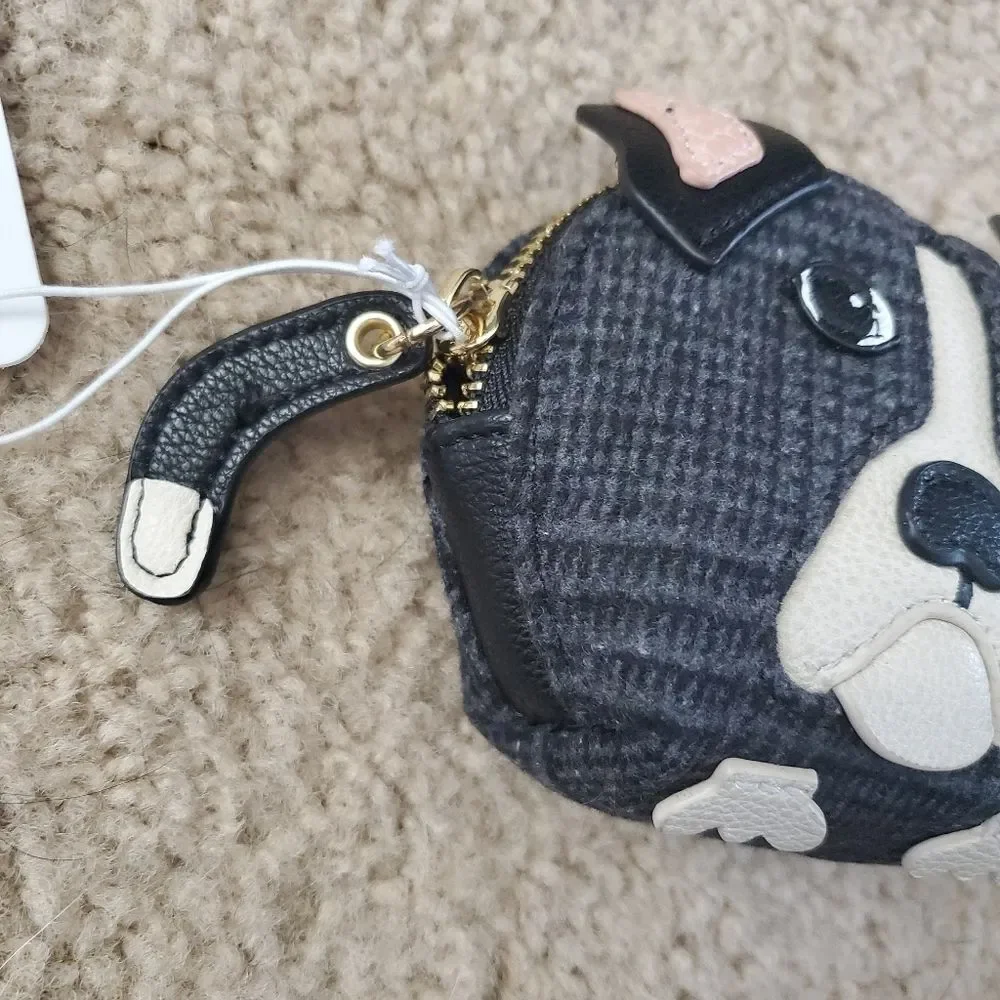 Black and gray puppy dog change purse coin purse